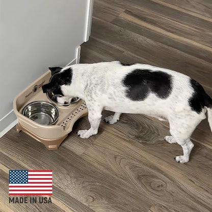 Neater Feeder Express Mess Proof Dog Bowls Elevated for Small Breeds under 15 Lb, Made in USA, No Spill Raised Dog Food Bowl Stand, Stainless Steel Food and Water Bowl Set, Feeding Station, Cappuccino - Image 5