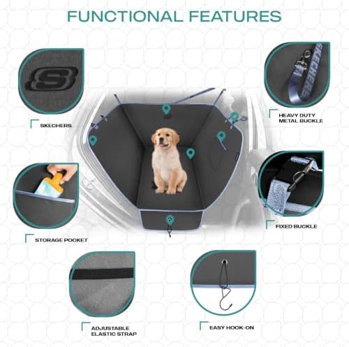 Skechers Dog Car Seat Cover for Back Seat, GOGA MAT Half Hammock,Gray - Image 3