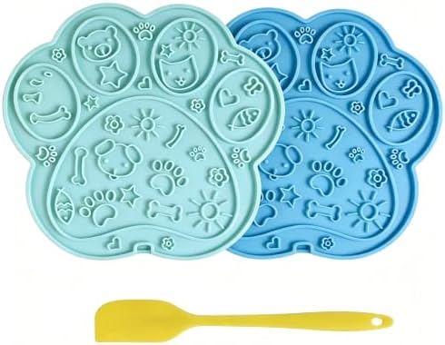 Dog Cat Slow Lick Mat, 2-Pack Paw BPA-Free Silicone Suction Cups by Wfciosdv