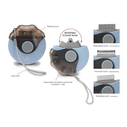 Blue 3-in-1 Multi-function Pet Comb