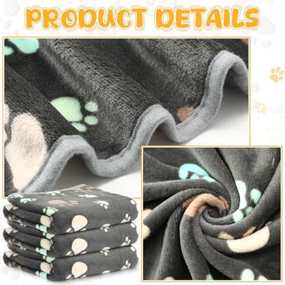 Tegeme 12 Pcs Puppy Blanket for Cat, 41 X 30 Inch Gray - Image 3