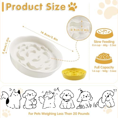 Cat Slow Feeder Bowl Set,2 Pcs Pastel Series Cat Plate for Dry and Wet Food - Image 2