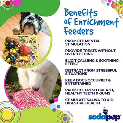 SodaPup Flower Power & Honeycomb eMat Bundle – Durable Lick Mat Feeder Made in USA from Non-Toxic, Pet-Safe, Food Safe Rubber for Avoiding Overfeeding, Digestive Health, Calming, & More - Image 4
