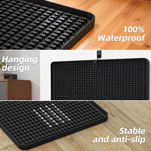 Dog Food Mat, 26"x13" Silicone Dog Feeding Mat Waterproof Pet Feeding Mat with High Lips & Raised Texture Keeps Paws Dry, Non-Slip Easy to Clean, Prevent Spill Protect Floors, Black - Image 7