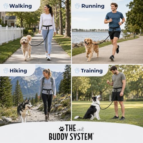 The Buddy System - Hands Free Dog Leash - Regular Dog, Large, Black - Image 6