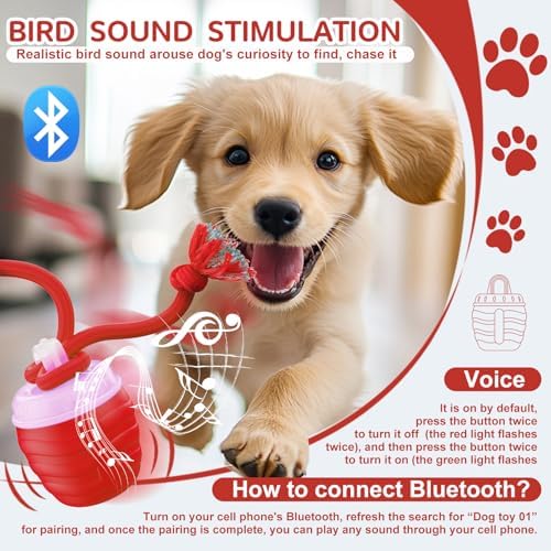 Interactive Dog Toy, [Newly Upgraded] Motion Activated Rolling Squeaky Ball for Medium/Large Dogs, Automatic Moving Dogs Ball for Boredom, USB Rechargeable(Red) - Image 4
