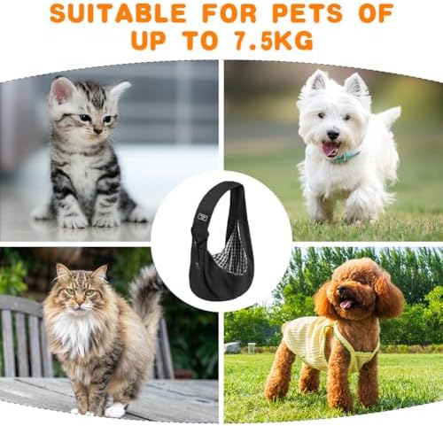 Dog Sling Carrier with Padded Strap, Reversible Pet Carrier for Cat Dogs, Hands Free Puppy Sling with Pocket, Dog Carriers for Small Dogs Cats, Cat Purse Bag Outdoor Travel Safety Harness - Image 7