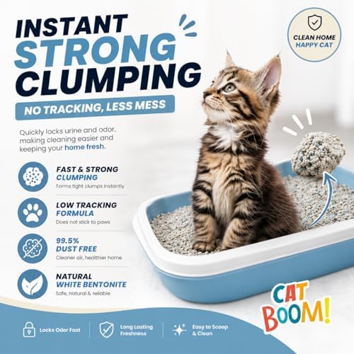 CatBoom Premium White Bentonite Clumping Clay Cat Litter Marseille Soap| Super Absorbent Fine Granule Kitty Supplies | 99.5% Dust Free Multi-Cat Formula | Low Tracking Paw-Friendly 9.3 lb - Image 2