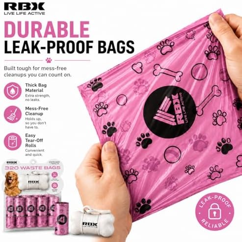 RBX Dog Poop Bags with Leash Holder, 320 Bags, 16 Refill Rolls - Image 4