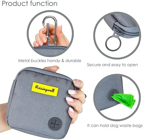 Dog Treat Pouch for Pet Walking and Training with Clicker Poop Bags Small Fanny Zipper Pack Holder for Puppy Snack Dispenser Kit for Leash and Outdoor Use （Gray） - Image 4