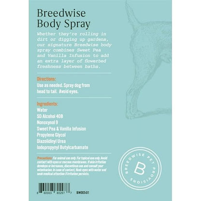 Breedwise Dog Perfume Spray - Sweet Pea & Vanilla Long Lasting Dog Cologne for Odor Neutralizing - Gentle Puppy Deodorizer & Grooming Mist for All Breeds - Made in USA (8 Oz)