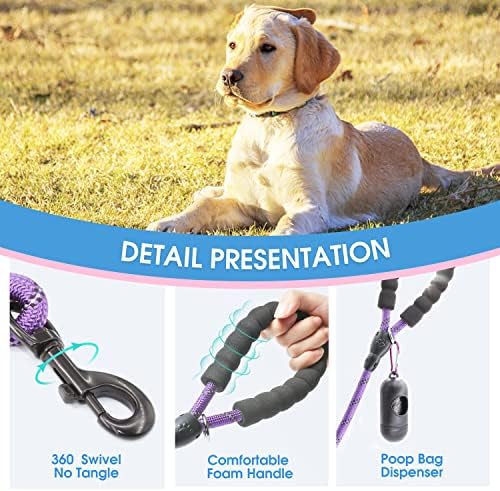 BAAPET 2/4/5/6 FT Dog Leash with Comfortable Padded Handle and Highly Reflective Threads for Small Medium and Large Dogs (4FT-1/2'', Purple) - Image 3