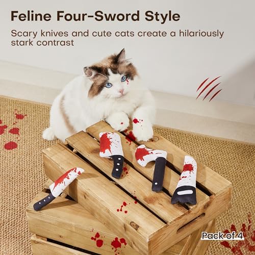 Potaroma 4Pcs Cat Toys, Horror Halloween Knife-Shaped Kitten Catnip Crinkly Sound Toys, Indoor Exercise for All Cat Breeds 6.5 Inches - Image 6