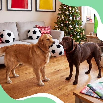 Blueweenly 2 Pcs Stuffed Soccer Ball Dog Toys, 6.3 Inch Squeaky Football Dog Toys, Soft Interactive Chew Indoor Outdoor Playing Supply for Small Medium Large Pet Rolling Tossing Chasing Games, White - Image 6