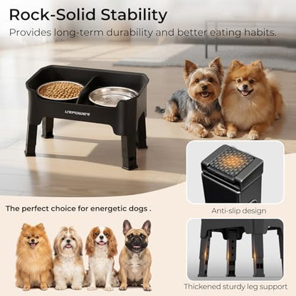 URPOWER Mess Proof Elevated Dog Bowls, Splash Guard Raised Bowl Stand - Image 6