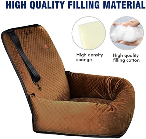 Dog Car Seat Pet Booster Seat Pet Travel Safety Car Seat,The Dog seat Made of Materials is Safe and Comfortable, and can be Disassembled for Easy Cleaning (Brown) - Image 3
