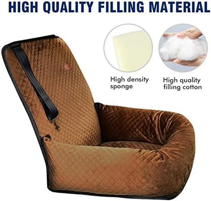 Dog Car Seat Pet Booster Seat Pet Travel Safety Car Seat,The Dog seat Made of Materials is Safe and Comfortable, and can be Disassembled for Easy Cleaning (Brown) - Image 3