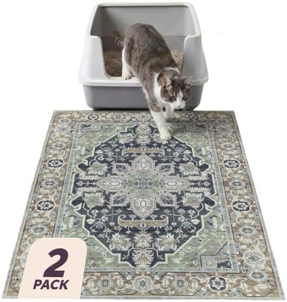 Lovewag Cat Litter Mat, Litter Box Mat, Sage Forest, 28x41, 2 Pack by Lovewag