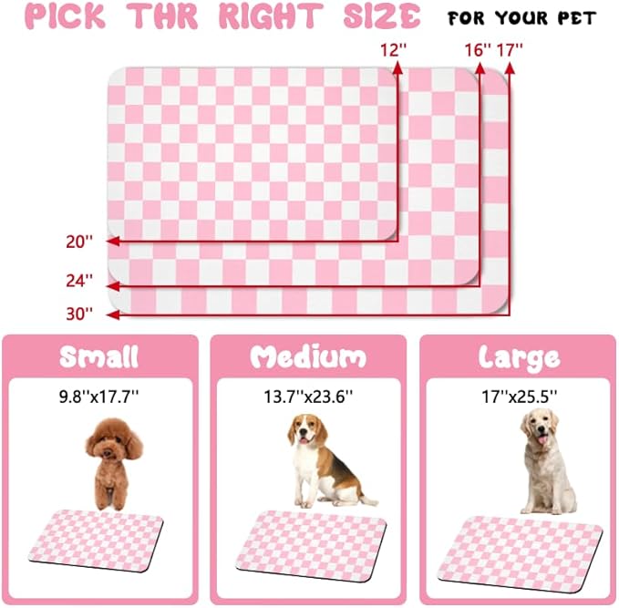 Dog Food Mats for Floors Waterproof, Pet Water Bowl Mats Pet Feeding Absorbent Placemats Plaid 16 * 24 inch