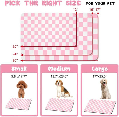 Dog Food Mats for Floors Waterproof, Pet Water Bowl Mats Pet Feeding Absorbent Placemats Plaid 24 * 32 inch