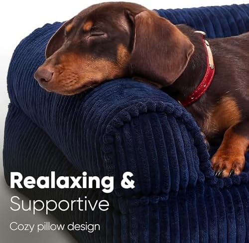 FUKUMARU Dog Couch Bed, Corduroy Cozy Cat Bed, Waterproof, Washable Cover - Image 2