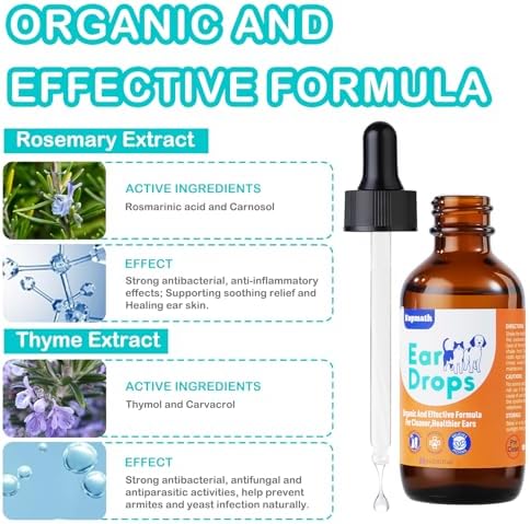 Dog Ear Drops, Dog Ear Cleaner Drops, Ear Infection Treatment for Dogs and Cats, Natural Herbal Ear Cleaning Solution for Dirty,Itchy,Smelly,Inflammed Pet Ears, 2 oz*2 with Dropper - Image 4