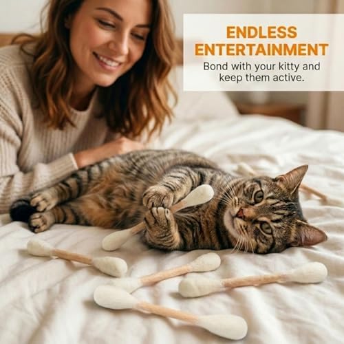 Glaciart One Swabs Cat Toys with Catnip - 6 Pk | Durable for Chew, Cute Cat Toys Interactive Kitty for Boredom, Exercise, & Play | Filled w/Organic Catnip for Anxiety & as Digestive Aid | Gift Idea - Image 4