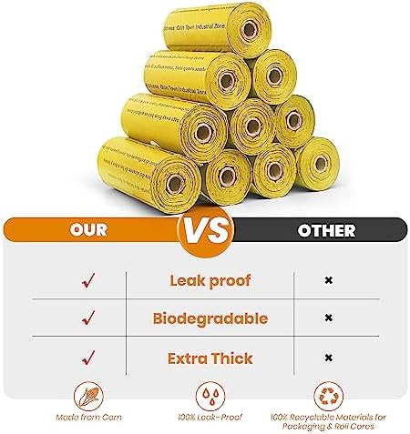 Dog Poop Bags Rolls-600 Counts, 40Rolls, Biodegradable Poop Bags Made of Cornstarch, 100% Leak Proof and Easy to Open (Yellow) - Image 2