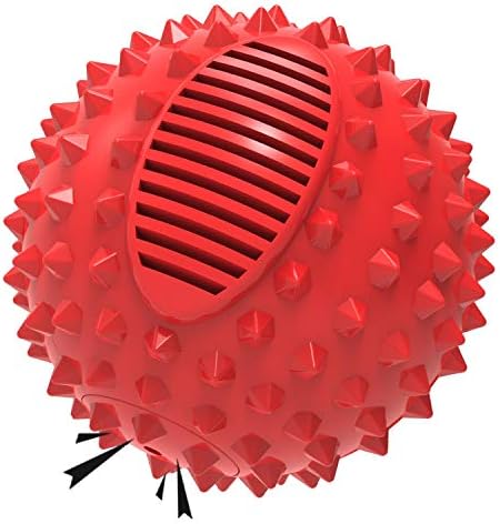 petizer Indestructible 4inch Squeaky Red Dog Balls for Aggressive Chewers, Relieve Anxiety, Interactive Dog Toy, Floatable Rubber Ball for Large Dogs, Indoor, Outdoor, Waterproof by PETIZER