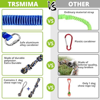 Dog Hanging Bungee Tug Toy: Interactive Tether Tug-of-War for Pitbull Small to Large Dogs to Exercise and Training Equipment - Outdoor Tree Tugger Dog Rope Toy with 2 Chew Rope Toys - Blue - Image 2