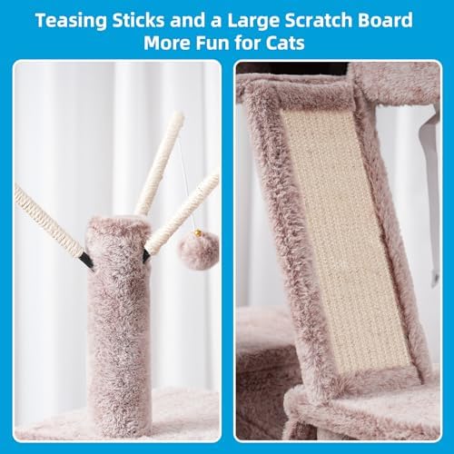 Hey-brother Cat Tree Tower with Padded Platform Bed, Hammock, MPJ019-SMU - Image 5