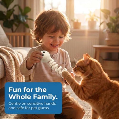 Glaciart One Felt Spring Cat Toy – 3 Pcs Soft Fuzzy Enrichment 100% Natural Wool - Interactive Stretchable Play Set - Safe for Pets, Non-AZO Colored Dyes - 4” Long - Image 3