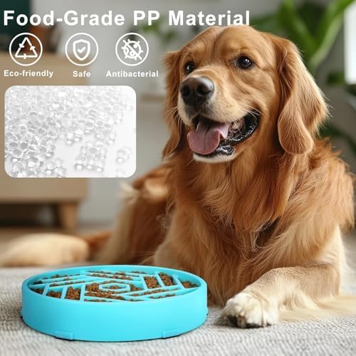 TOBYTO Slow Feeder Dog Bowls Large Medium Breed,Anti-Choking Slow Eating Dog Food Bowl,Non Slip Pet Slower Food Feeding Bowls Large Puzzle Slow Feeder Bloat Stop Maze Dog Dishes,Blue - Image 2