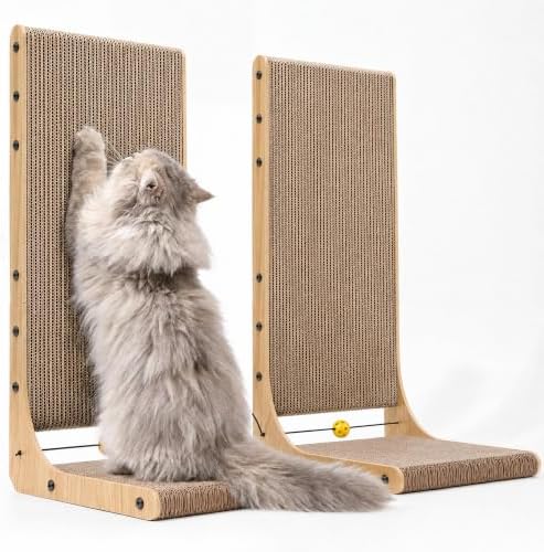 FUKUMARU Cat Scratcher 2 Packs, 25 Inch Cat Scratching Boards, L Shaped Pad by FUKUMARU