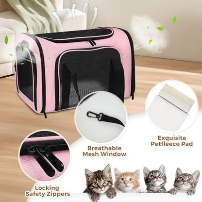 Large Cat Carrier Soft Up to 28 Lbs, Breathable Pet Bag with Steel Frame - Image 3