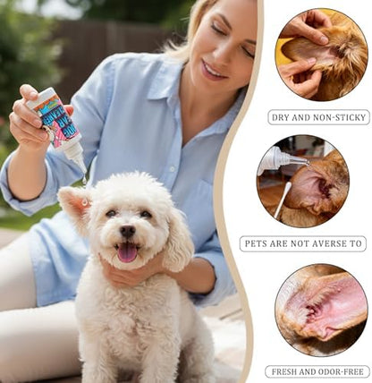 Dog Ear Cleaner Solution & Medicated Ear Drops for Dogs - Ear Infection Treatment for Itchy, Smelly Ears, Wax Buildup and Healthy Cleaning Maintenance (2 fl oz) - Image 2