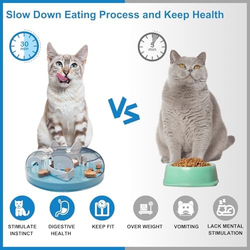 Interactive Cat Treat Puzzle Enrichment Toys, Sky Blue - Image 3