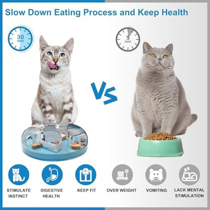 Interactive Cat Treat Puzzle Enrichment Toys, Sky Blue - Image 3