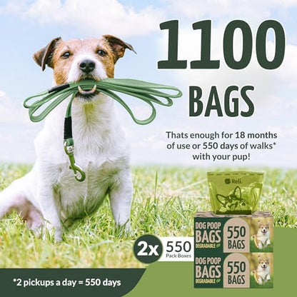 Reli. Biodegradable Dog Poop Bags (1100 Pack, 2 Large Rolls) Unscented - Image 2