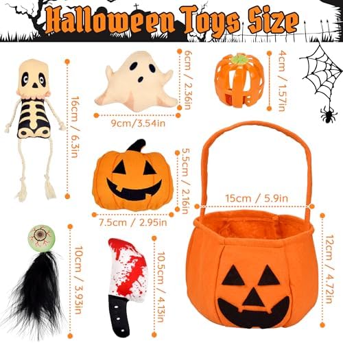 7PCS Halloween Cat Toys, Cat Catnip Toys Plush Teething Toys, Horrible Halloween Cat Ghost Chew Toys for Kitten Cats - Image 2