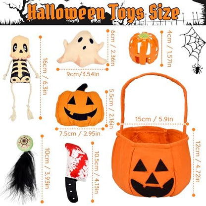 7PCS Halloween Cat Toys, Cat Catnip Toys Plush Teething Toys, Horrible Halloween Cat Ghost Chew Toys for Kitten Cats - Image 2