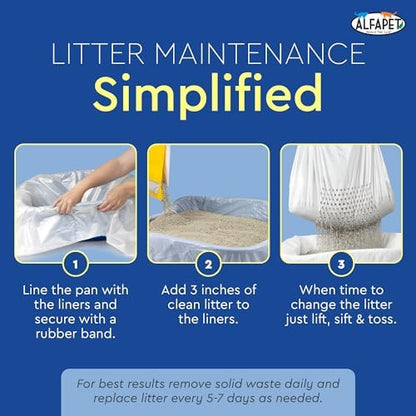 Alfapet Original Sifting Cat Litter Box Liners - Extra Giant 20 Count - Tear-Resistant Cat Litter Bags - Waterproof Kitty Litter Liners - Fits Almost All Litterbox Pan Sizes, 40" x 38", 30 lb Capacity - Image 6