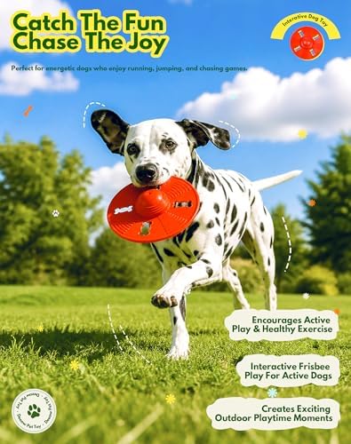 Deeow Squeaky Dog Frisbee/Flying Disc/Flyer-Natural Rubber 6.5'' Spaceship - Image 2