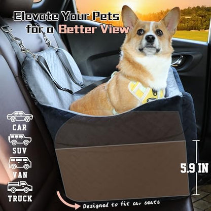 Dog Booster Car Seat for Dogs under 35lbs,Elevated Pets Seat with Safety Strap,Ultra Soft Fabric and Memory Foam Car Dog Bed,Safety,Comfy,Non-Slip&Washable Carseat Cushion for Travel,Cars,SUV.(H-Grey) - Image 3