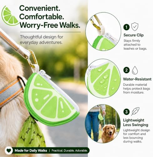 Dog Poop Bag Holder for Leash Lime Shape Pet Outdoor Accessory - Image 3