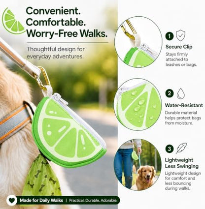 Dog Poop Bag Holder for Leash Lime Shape Pet Outdoor Accessory - Image 3