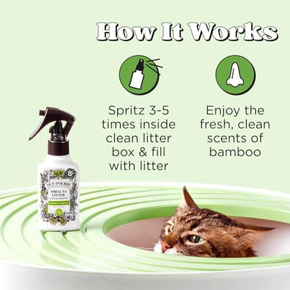 Pet-Pourri Smell Ya Litter Cat Litter Deodorizer Spray, Purrfectly Bamboo 3.4 Fl Oz, Up to 170 Uses,Pet Odor Remover Essential Oils Air,Carpet,Urine,Vet Recommended, Bergamot Bamboo Scent,(Pack of 2) - Image 6