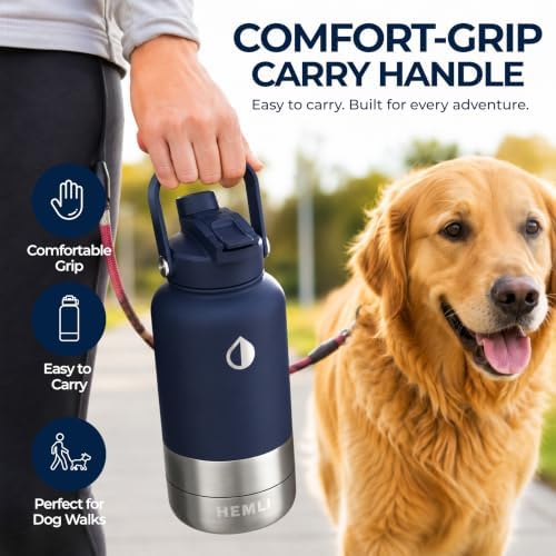 32 oz. Dog Water Bottle, Insulated Dog Travel Water Bottle, Stainless Steel Pet Water Bottle Dispenser Portable Food and Water Bowl for Dogs for Walking Dog Canteen Travel Kit - Image 5