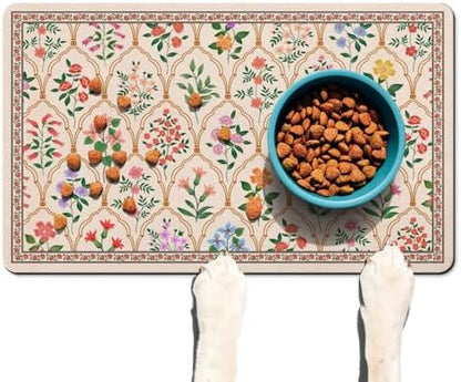Absorbent Pet Dog Bowl Mat for Food and Water, Pet Cat Food Feeding Mat with Non Slip Rubber Backing, Dog Food Mats for Floors Waterproof, 16"x24" by Ideasonna