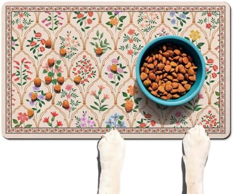 Absorbent Pet Dog Bowl Mat for Food and Water, Pet Cat Food Feeding Mat with Non Slip Rubber Backing, Dog Food Mats for Floors Waterproof, 24"x32" by Ideasonna